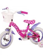 EandL Cycles Bicicleta pentru copii EL Minnie Mouse 12 inch Cutest frana de mana pe ambele roti scaun si ghidon reglabil spite metalice roti gonflabile stopuri reflectorizante