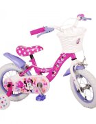 EandL Cycles Bicicleta pentru copii EL Minnie Mouse 12 inch Cutest frana de mana pe ambele roti scaun si ghidon reglabil spite metalice roti gonflabile stopuri reflectorizante