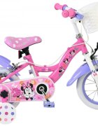 EandL Cycles Bicicleta pentru copii EL Minnie Mouse 12 inch frana de mana pe ambele roti scaun si ghidon reglabil spite metalice roti gonflabile cosulet pe ghidon