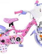 EandL Cycles Bicicleta pentru copii EL Minnie Mouse 12 inch frana de mana pe ambele roti scaun si ghidon reglabil spite metalice roti gonflabile cosulet pe ghidon