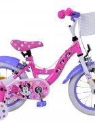 EandL Cycles Bicicleta pentru copii EL Minnie Mouse 14 inch Bow Tie frana de mana pe roata fata scaun si ghidon reglabil cosulet pe ghidon roti gonflabile stopuri reflectorizante