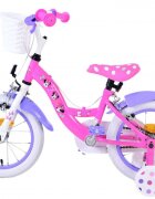 EandL Cycles Bicicleta pentru copii EL Minnie Mouse 14 inch Bow Tie frana de mana pe roata fata scaun si ghidon reglabil cosulet pe ghidon roti gonflabile stopuri reflectorizante
