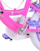 EandL Cycles Bicicleta pentru copii EL Minnie Mouse 14 inch Bow Tie frana de mana pe roata fata scaun si ghidon reglabil cosulet pe ghidon roti gonflabile stopuri reflectorizante