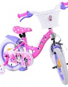 EandL Cycles Bicicleta pentru copii EL Minnie Mouse 14 inch Bow Tie frana de mana pe roata fata scaun si ghidon reglabil cosulet pe ghidon roti gonflabile stopuri reflectorizante