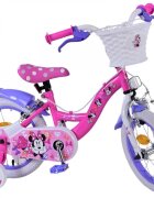 EandL Cycles Bicicleta pentru copii EL Minnie Mouse 14 inch Bow Tie frana de mana pe roata fata scaun si ghidon reglabil cosulet pe ghidon roti gonflabile stopuri reflectorizante