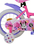EandL Cycles Bicicleta pentru copii EL Minnie Mouse 14 inch Cutest Ever ND frana de mana pe roata din fata scaun si ghidon reglabil spite metalice roti gonflabile stopuri reflectorizante