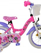 EandL Cycles Bicicleta pentru copii EL Minnie Mouse 14 inch Cutest Ever ND frana de mana pe roata din fata scaun si ghidon reglabil spite metalice roti gonflabile stopuri reflectorizante