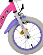 EandL Cycles Bicicleta pentru copii EL Minnie Mouse 14 inch Cutest Ever ND frana de mana pe roata din fata scaun si ghidon reglabil spite metalice roti gonflabile stopuri reflectorizante