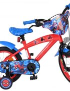 EandL Cycles Bicicleta pentru copii EL Spiderman 14 inch frana de mana pe roata fata scaun si ghidon reglabil spite metalice roti gonflabile stopuri reflectorizante
