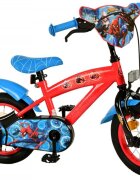 EandL Cycles Bicicleta pentru copii EL Spiderman ND 12 inch frana de mana pe roata fata scaun si ghidon reglabil spite metalice roti gonflabile