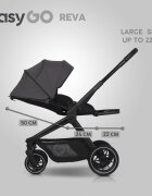 easyGO Carucior 2 in 1 pentru copii Easy Go Reva Cloud Gray pana la 22 kg piese reversibile copertina XXL accesorii incluse