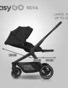 easyGO Carucior 2 in 1 pentru copii Easy Go Reva EbonyBlack pana la 22 kg piese reversibile copertina XXL accesorii incluse