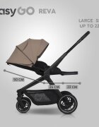 easyGO Carucior 2 in 1 pentru copii Easy Go Reva Gold Beige pana la 22 kg piese reversibile copertina XXL accesorii incluse
