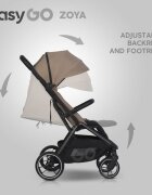 easyGO Carucior 2 in 1 pentru copii Easy Go Zoya Beige cu pliere automata Dual Fold pana la 22 kg copertina XXL pozitie de somn si spatar inalt