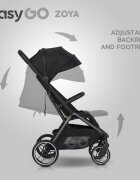 easyGO Carucior 2 in 1 pentru copii Easy Go Zoya Ebony cu pliere automata Dual Fold pana la 22 kg copertina XXL pozitie de somn si spatar inalt