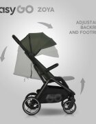 easyGO Carucior 2 in 1 pentru copii Easy Go Zoya Jungle cu pliere automata Dual Fold pana la 22 kg copertina XXL pozitie de somn si spatar inalt