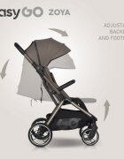 easyGO Carucior 2 in 1 pentru copii Easy Go Zoya Mokka cu pliere automata Dual Fold pana la 22 kg copertina XXL pozitie de somn si spatar inalt
