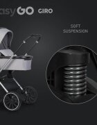 easyGO Carucior pentru copii 2 in 1 Easy Go Giro pana la 22 kg cu landou 80 cm Maner telescopic copertina XXL pliere tip pendul cadru ultra-usor din aluminiu accesorii incluse Cloud Grey