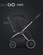 easyGO Carucior pentru copii 2 in 1 Easy Go Giro pana la 22 kg cu landou 80 cm Maner telescopic copertina XXL pliere tip pendul cadru ultra-usor din aluminiu accesorii incluse Ebony Black