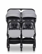 easyGO Carucior pentru copii gemeni Echo 2 in 1 omologat EN1888 Pliabil cu Landouri textile copertine independente reglabile si detasabile suspensii spatar reglabil cu 2 huse de picioruse incluse Cloud Gray