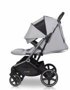 easyGO Carucior pentru copii gemeni Echo 2 in 1 omologat EN1888 Pliabil cu Landouri textile copertine independente reglabile si detasabile suspensii spatar reglabil cu 2 huse de picioruse incluse Cloud Gray