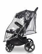 easyGO Carucior pentru copii gemeni Echo 2 in 1 omologat EN1888 Pliabil cu Landouri textile copertine independente reglabile si detasabile suspensii spatar reglabil cu 2 huse de picioruse incluse Ebony Black