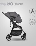easyGO Carucior sport pliabil cu o singura mana Simple Cloudy Gray copertina XXL husa picioruse suspensii pana la 22 kg