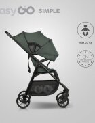 easyGO Carucior sport pliabil cu o singura mana Simple Sage Green copertina XXL husa picioruse suspensii pana la 22 kg