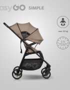 easyGO Carucior sport pliabil cu o singura mana Simple Savana Beige copertina XXL husa picioruse suspensii pana la 22 kg