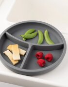 Eco Rascals Farfurie din silicon cu separator argintiu Ecorascals