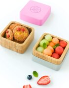 Eco Rascals Set 2 caserole pentru gustari din bambus roz si gri