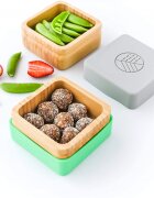 Eco Rascals Set 2 caserole pentru gustari din bambus verde si gri