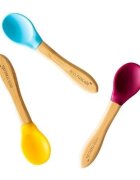 Eco Rascals Set 3 lingurite bambus albastru rosugalben