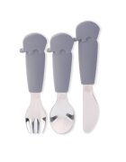 Eco Rascals Set de cutit furculita si lingurita din inox si silicon argintiu Ecorascals