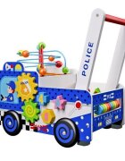Ecotoys Antepremergator educational din lemn masina de politie multicolor