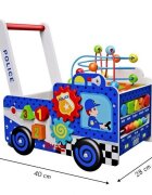 Ecotoys Antepremergator educational din lemn masina de politie multicolor
