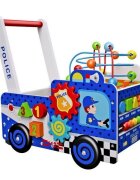 Ecotoys Antepremergator educational din lemn masina de politie multicolor