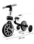Ecotoys Bicicleta copii cu roti ajutatoare LC-V1311 alb cu negru de la 2 ani pana la 20 kg inaltime ajustabila sa 33-36cm poate fi folosita in 4 configuratii
