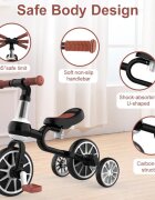 Ecotoys Bicicleta copii cu roti ajutatoare LC-V1311 alb cu negru de la 2 ani pana la 20 kg inaltime ajustabila sa 33-36cm poate fi folosita in 4 configuratii