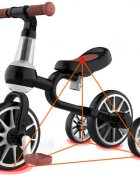 Ecotoys Bicicleta copii cu roti ajutatoare LC-V1311 alb cu negru de la 2 ani pana la 20 kg inaltime ajustabila sa 33-36cm poate fi folosita in 4 configuratii