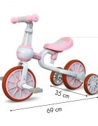 Ecotoys Bicicleta copii cu roti ajutatoare LC-V1311 roz de la 2 ani pana la 20 kg inaltime ajustabila sa 33-36cm poate fi folosita in 4 configuratii