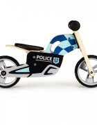 Ecotoys Bicicleta copii din lemn fara pedale LC-V1330 Politie roti cauciuc EVA de la 2 ani pana la 20 kg scaun reglabil pe 3 inaltimi