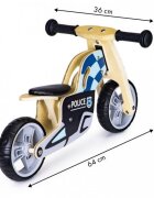 Ecotoys Bicicleta copii din lemn fara pedale LC-V1330 Politie roti cauciuc EVA de la 2 ani pana la 20 kg scaun reglabil pe 3 inaltimi