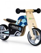 Ecotoys Bicicleta copii din lemn fara pedale LC-V1330 Politie roti cauciuc EVA de la 2 ani pana la 20 kg scaun reglabil pe 3 inaltimi