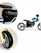 Ecotoys Bicicleta copii din lemn fara pedale LC-V1330 Politie roti cauciuc EVA de la 2 ani pana la 20 kg scaun reglabil pe 3 inaltimi