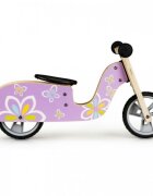 Ecotoys Bicicleta copii din lemn fara pedale LC-V1330 Violet cu fluturasi roti cauciuc EVA de la 2 ani pana la 20 kg scaun reglabil pe 3 inaltimi
