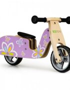 Ecotoys Bicicleta copii din lemn fara pedale LC-V1330 Violet cu fluturasi roti cauciuc EVA de la 2 ani pana la 20 kg scaun reglabil pe 3 inaltimi