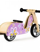 Ecotoys Bicicleta copii din lemn fara pedale LC-V1330 Violet cu fluturasi roti cauciuc EVA de la 2 ani pana la 20 kg scaun reglabil pe 3 inaltimi