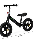Ecotoys Bicicleta copii fara pedale JM 763 Negru cu roti din spuma eva scaun reglabil pe inaltime 28-38 cm de la sol la sa de la 3 ani
