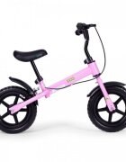 Ecotoys Bicicleta fara pedale cu frana de mana si roti din spuma Eva roz